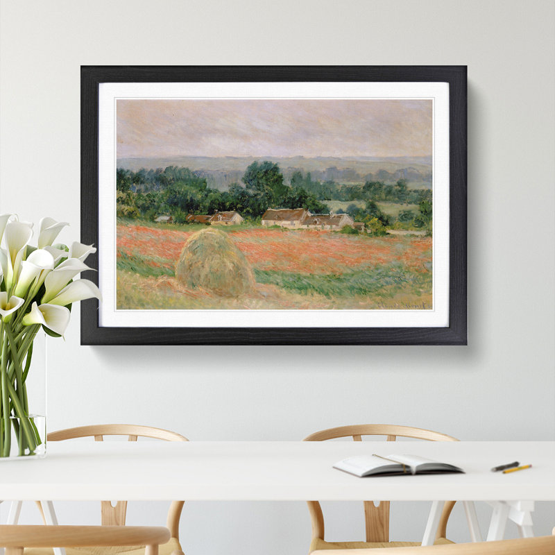 Haystack at Giverny by Claude Monet - Picture Frame Painting, Black Framed, 27cm H x 36cm W x 2cm D