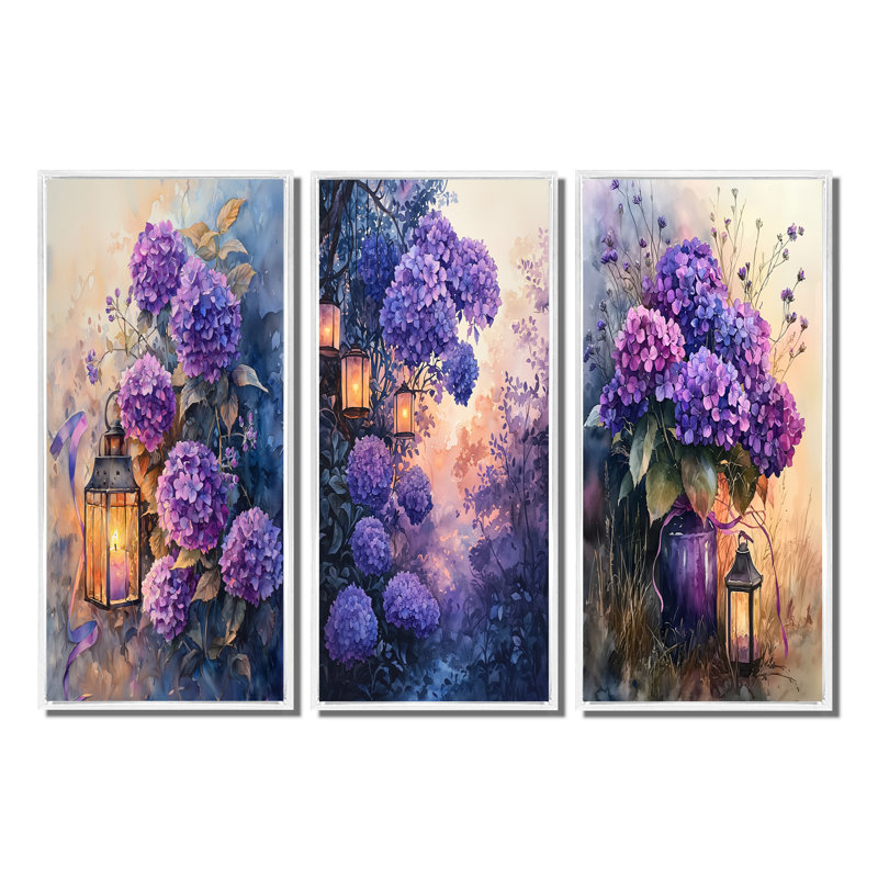 «Hortensia campagne et lumière», collection d'art mural «Hydrangea», H 28 po x l 36 po, Impression encadrée flottante, Blanc