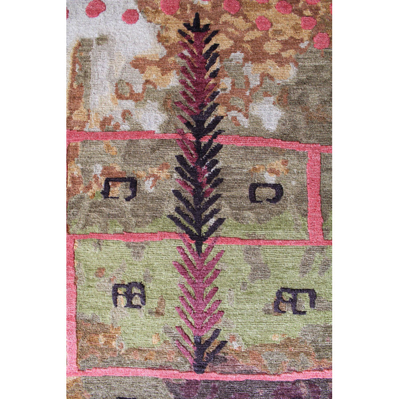 Hillside Avenue Wool Abstract Area Rug in Red/Beige/Brown, Rectangle 8' x 10'