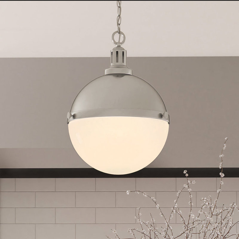 Luminaire suspendu sphère 2 lumières Valia, Nickel brossé