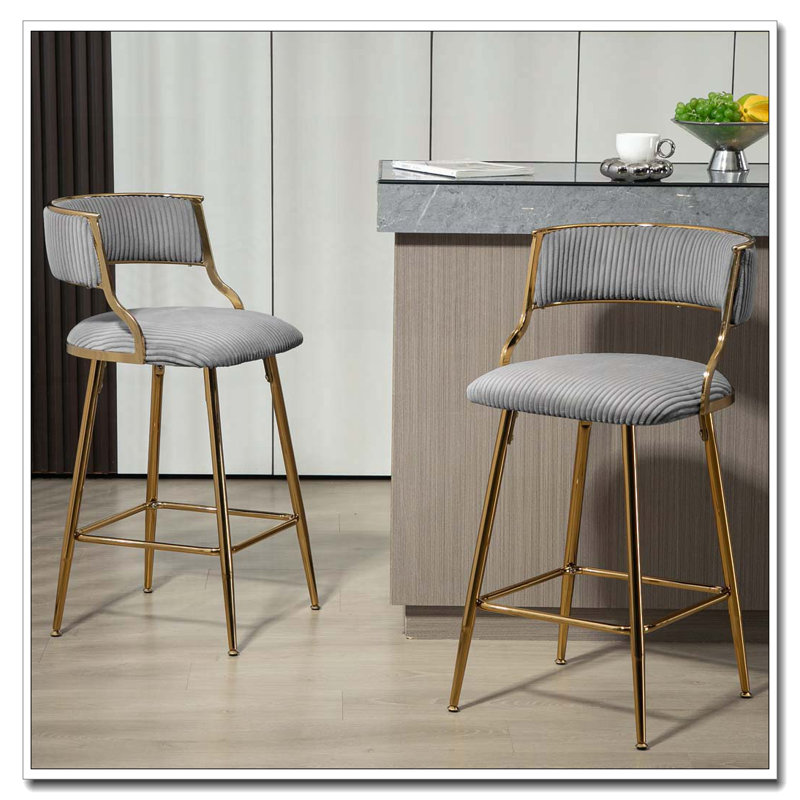 Tabourets de bar en velours côtelé, Gris