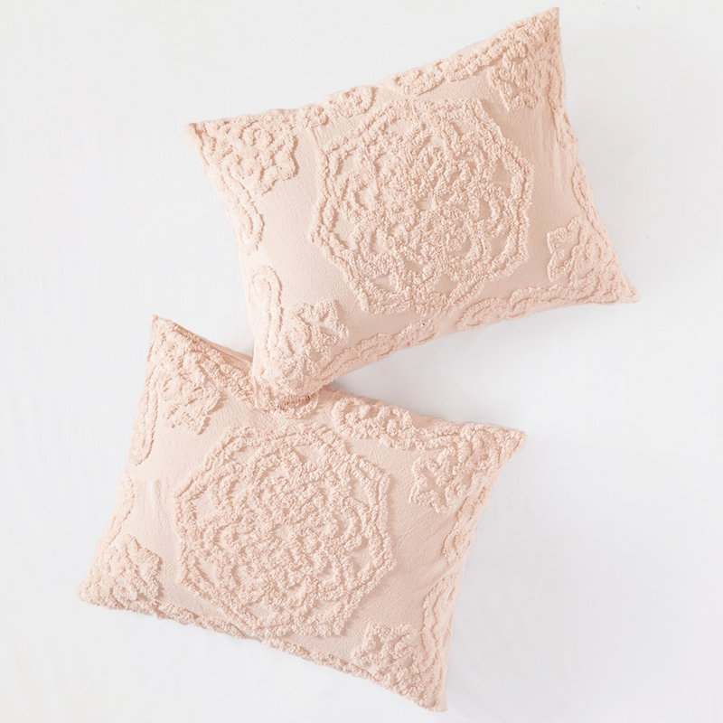 Couvre-lit en coton chenille Medallion Blush