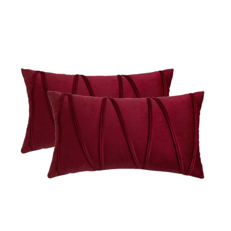 Housse de coussin rectangulaire en velours Throw Cross Lines, Vin rouge