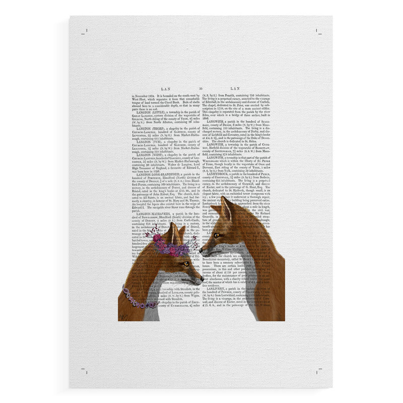 Fox Lovers - Impression sur toile seulement - NON-CADRE, H 18 po x l 12 po