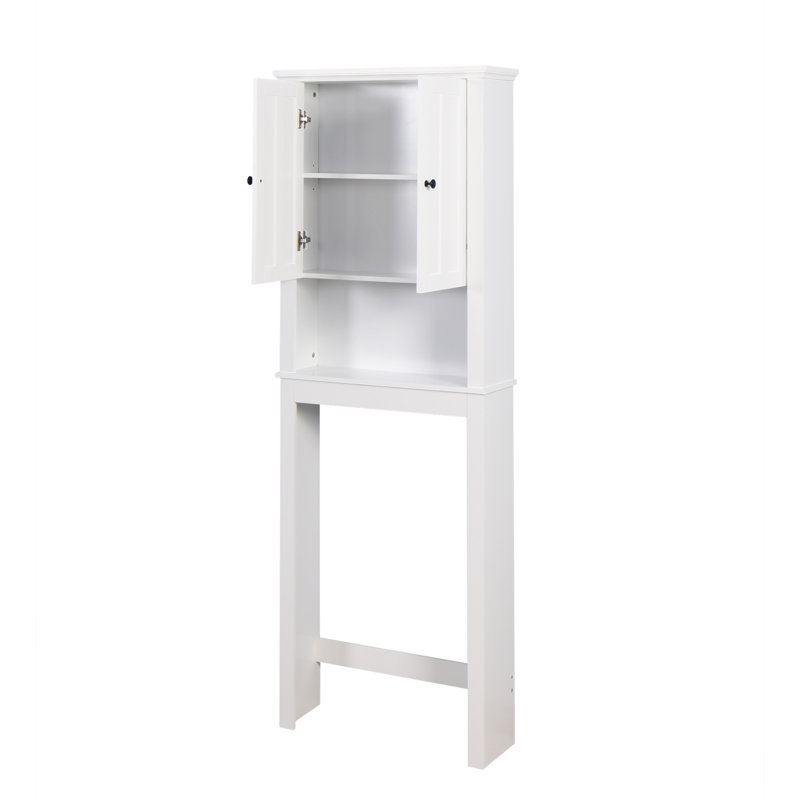 White Engineered Wood Adjustable Over-the-Toilet Storage Cabinet