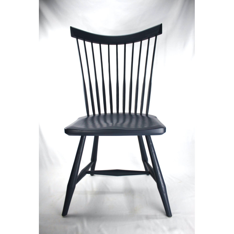 Chaise d'appoint à dossier Windsor en bois massif bleu marine Shaylinn