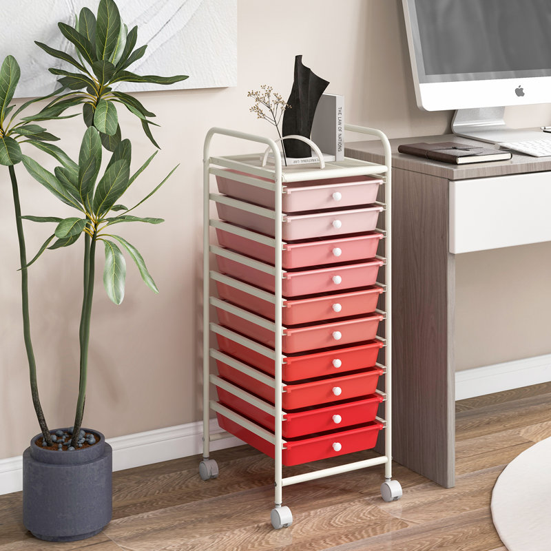 Daveney 10 Drawer Storage Drawer, Red