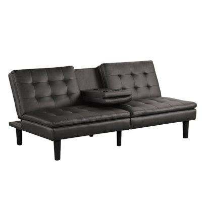 Gray, Convertible Futon , Contemporary Mood, Biscuit Tufting, Cup Holders, Charging Capability Magnetism, Options