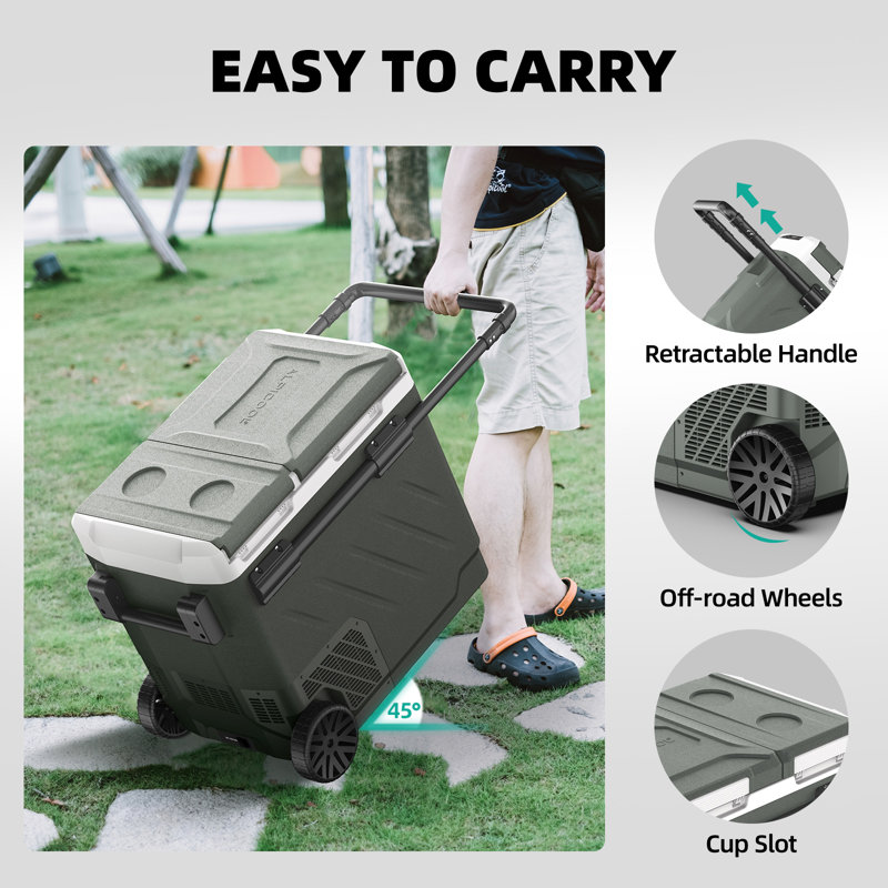 Alpicool 61 Quart Dual Zone Portable Car Refrigerator with Wheels