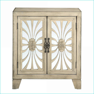 Console Cabinets | Off-White | 2 Glass Doors, 1 Shelf | Entryway | Synthetic Wood