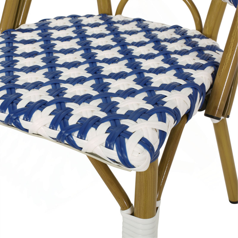 Chaise French (ensemble de 2), Blanc / Bleu marine