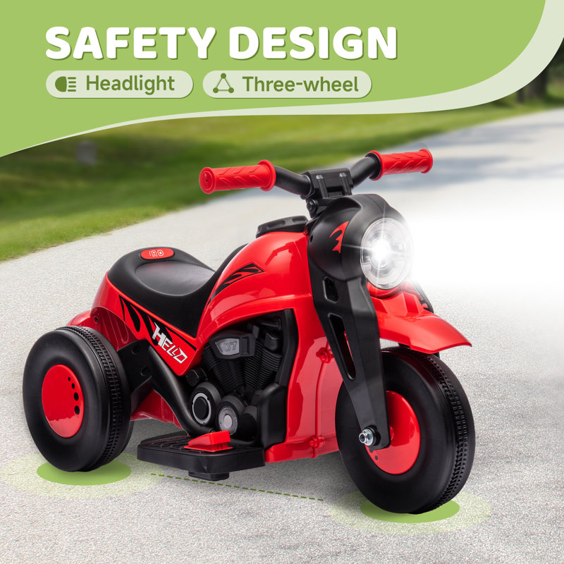 6V Red Kids Electric Ride-On Motorcycle with Bubble Function