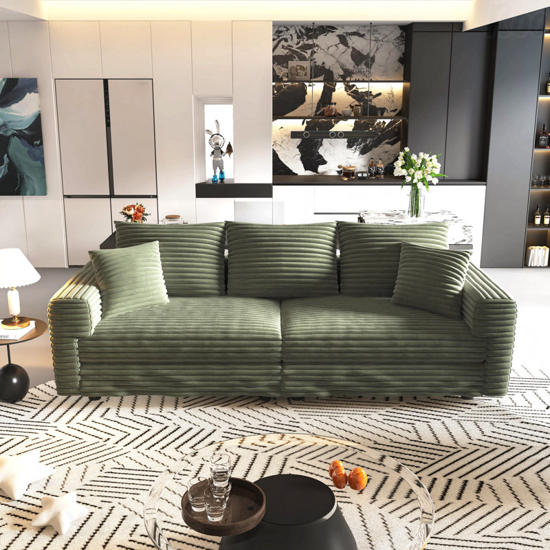 Canapé 82,7 po en velours côtelé 82,7 po, Vert