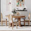 Ensemble de table de salle à manger 5 pièces pour 5 personnes, ensemble de table de salle à manger extensible rétro avec 4 chaises rembourrées, ensemble de table de cuisine et chaises pour la salle à manger et la cuisine