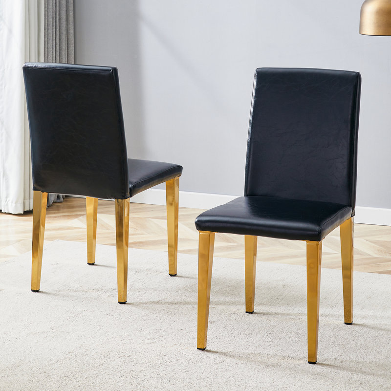 Chaises de salle à manger en cuir PU avec pieds en métal Duke, 2, Noir, Noir, noir, noir, noir