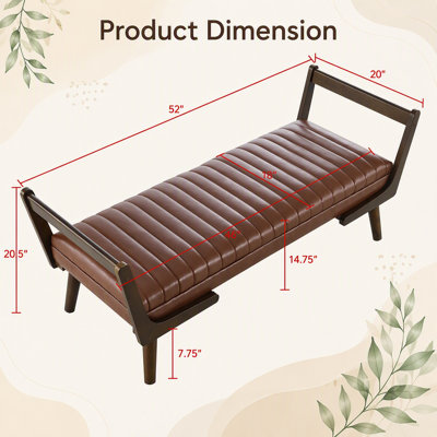 Mid Century Modern Bench with Walnut Legs, Channeled Upholstered Footrest for Versatile Home Use, Comfort and Style
