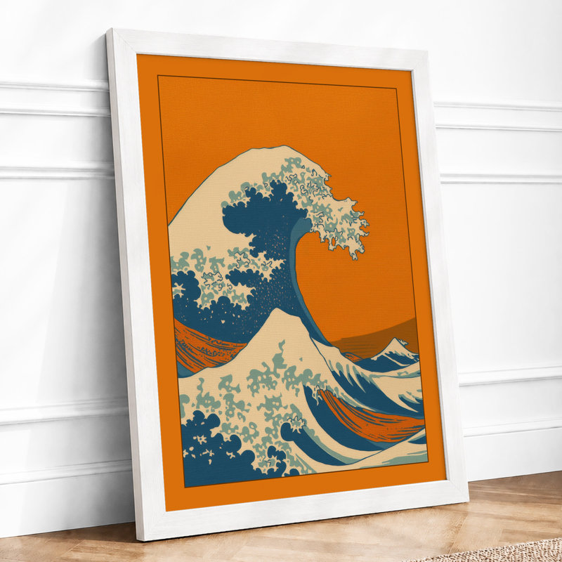 Wave in Motion Japandi - Framed Print, A1 - 84.1 x 59.4 cm, White