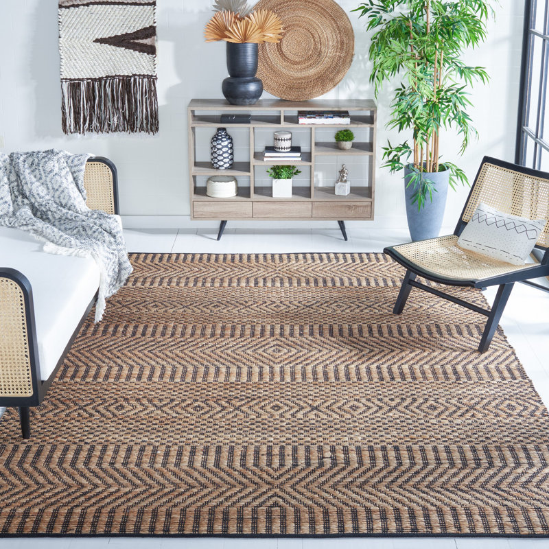 Sueann Kilim Hand Woven Jute Geometric Rug, Rectangle 9' x 12'