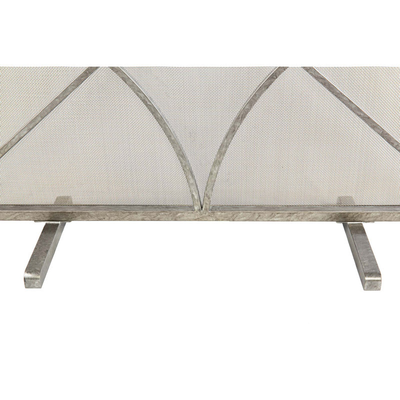 Boxwoods Bifold Iron Fireplace Screen, Royal Silver