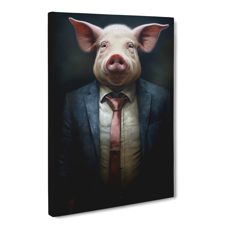Pig In A Suit Painting No.4 - No Frame Print, 76cm H x 50cm W x 3cm D