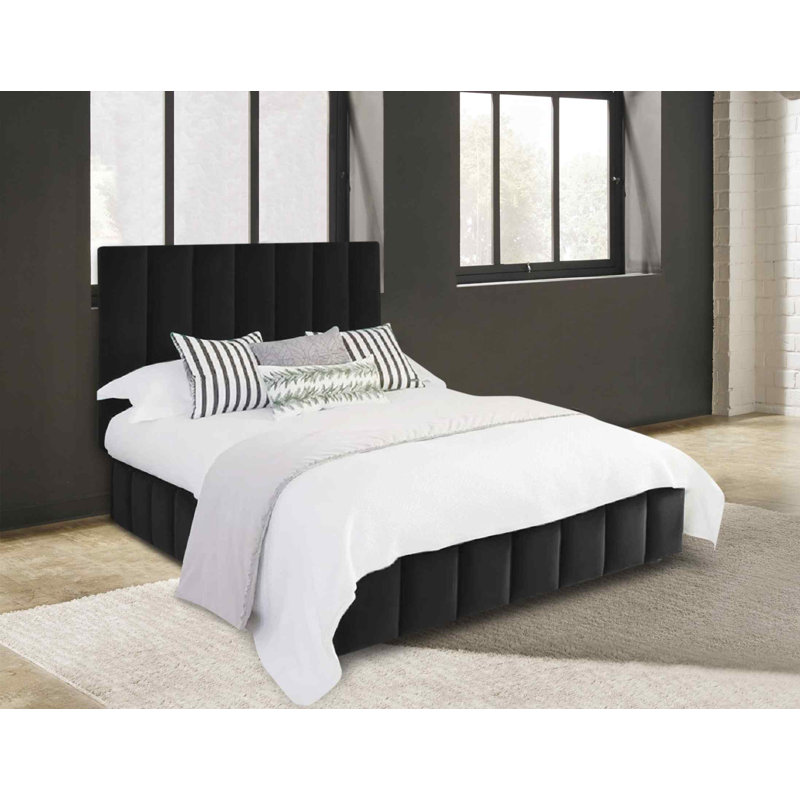 Upholstered Bed, Black, Single (3')
