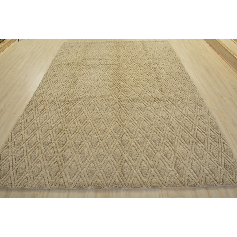 Tapis unique en laine noué à la main beige de 8 pi 2 po x 10 pi 1 po Galvis