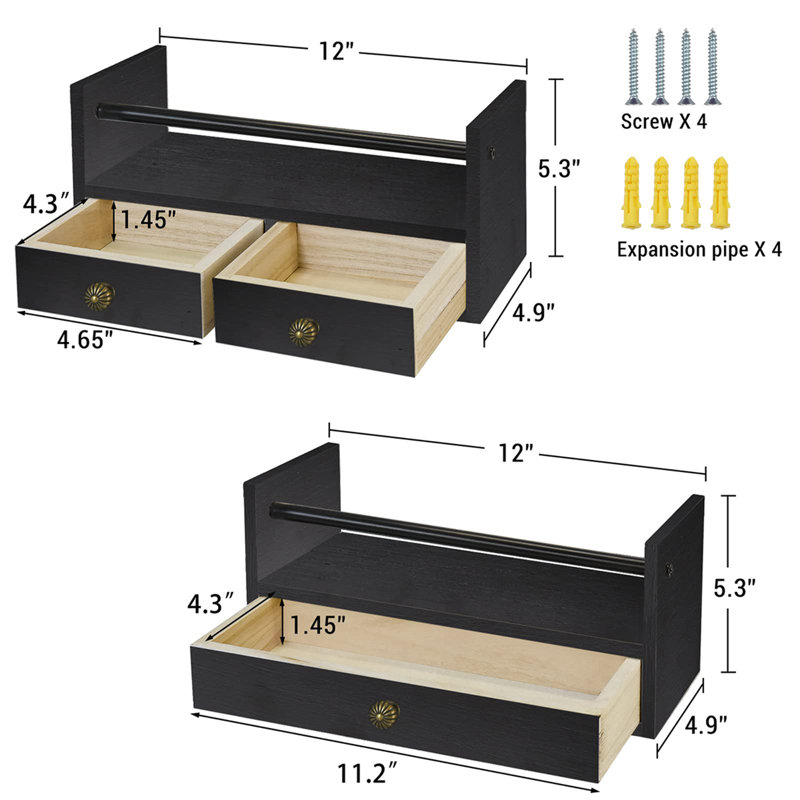2 Piece Accent Shelf, Black
