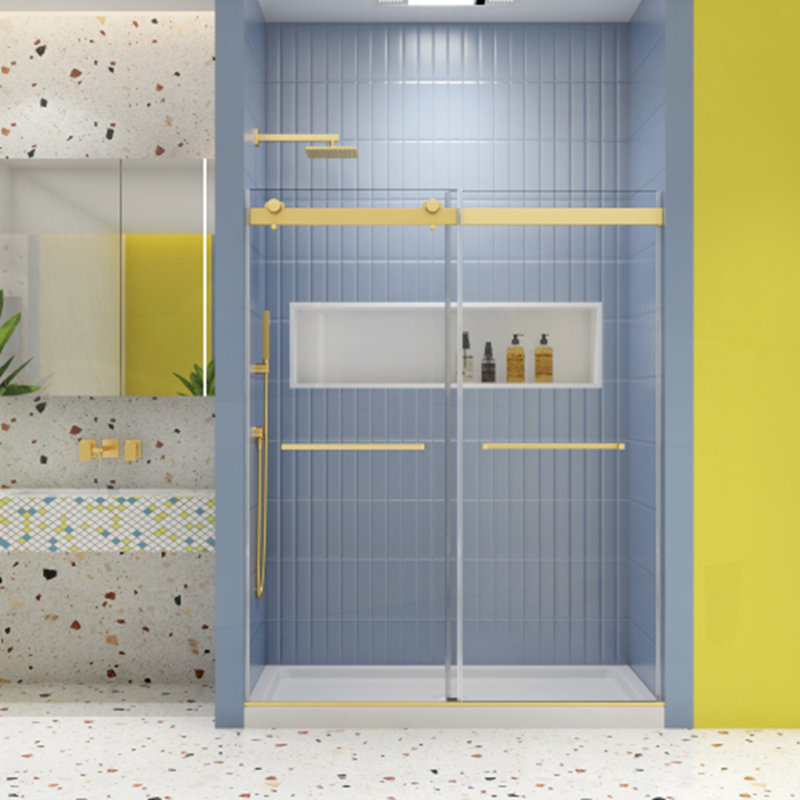 Bypass shower door, sliding door, Brushed Gold