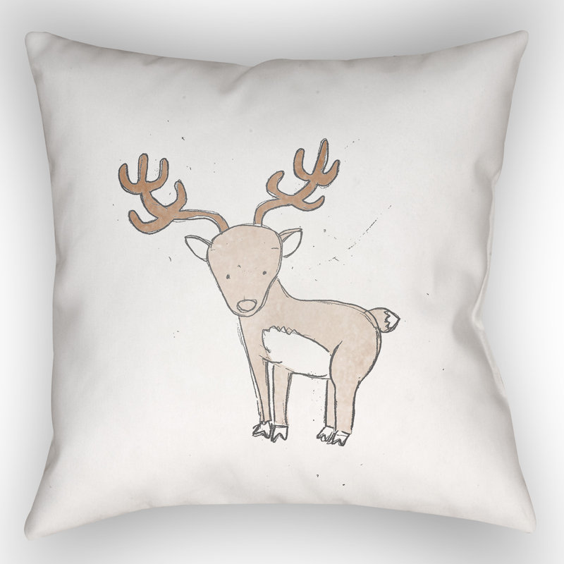 Coussin décoratif d'intérieur/d'extérieur, H 18 po x l 18" x P 4 po, Chevreuils