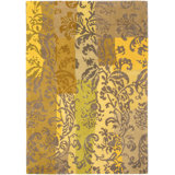 Kyah Wool Floral Area Rug in Beige/Tan