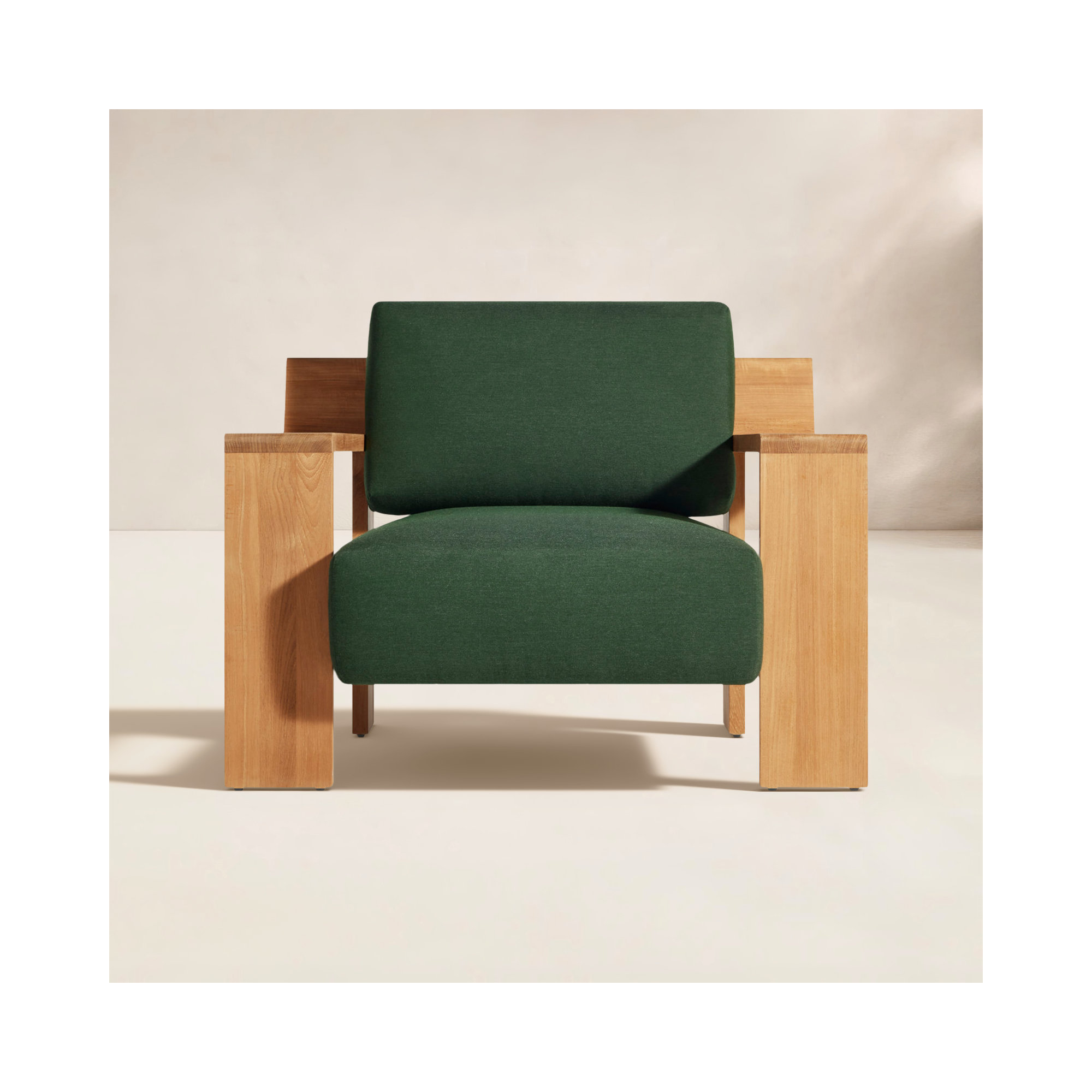 Ridge Teak Outdoor Lounge Chair, Sunbrella Ivy