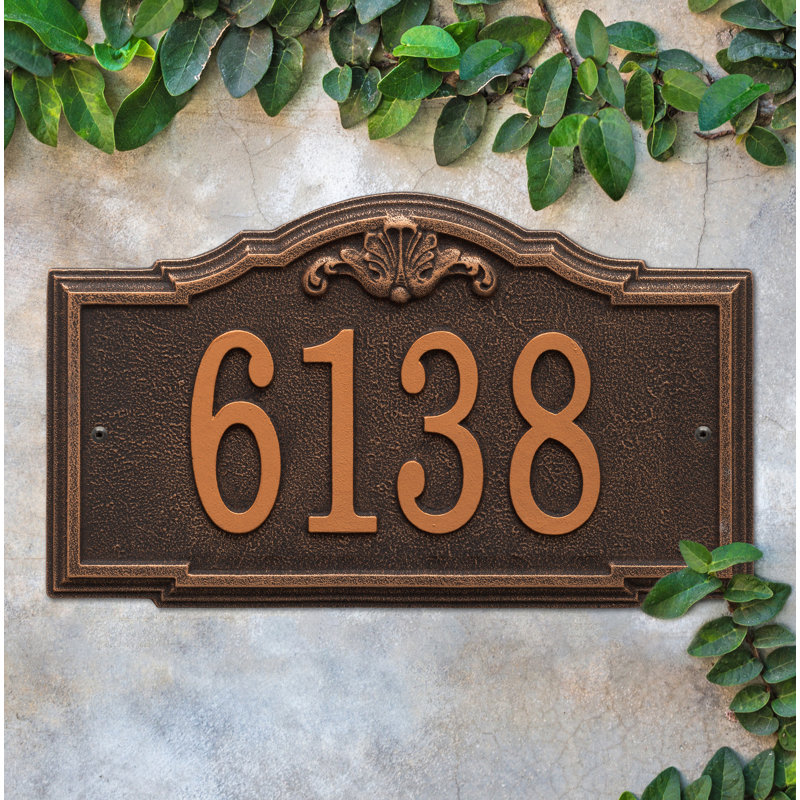 Plaque d'adresse murale 1 ligne personnalisée Gatewood, Bronze huilé, Oui