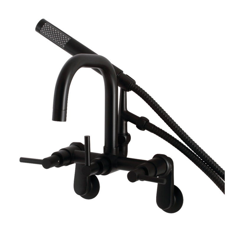 Kingston Brass Concord Wall Mount Clawfoot Tub Faucet, Matte Black, Lever