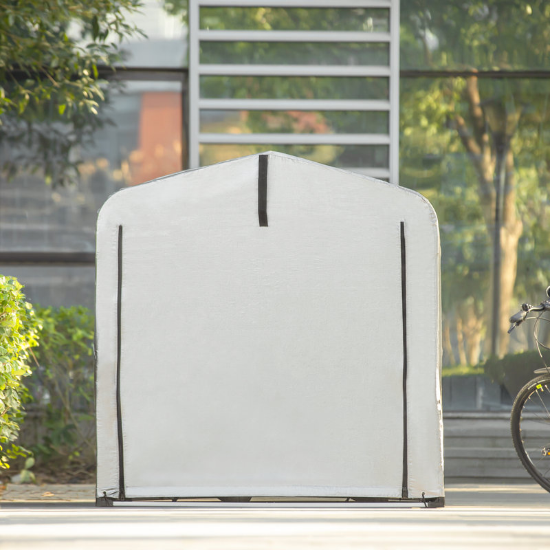Stover 5 ft. W x 7 ft. D Polyethylene Dome Bike Shed, 165cm H x 159cm W x 219cm D, Light Grey
