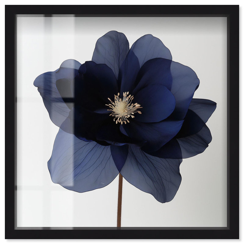 «Night Dal I Shadowbox Print», art floral bleu par Art Remedy, H 25 po x l 25 po, Noir