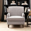 Fauteuil vintage rembourré en tissu de lin avec pieds en bois massif antique, fauteuil d'appoint, fauteuil pour salon, chambre à coucher, café-120200589