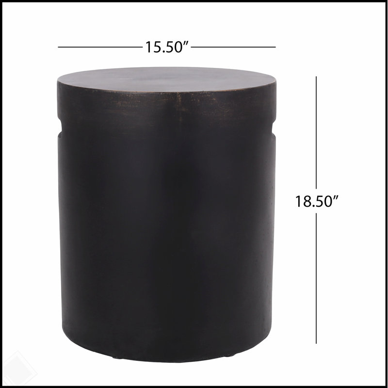 Table d'appoint d'extérieur en béton léger avec poignée découpée pour une mobilité facile et une esthétique moderne, Noir