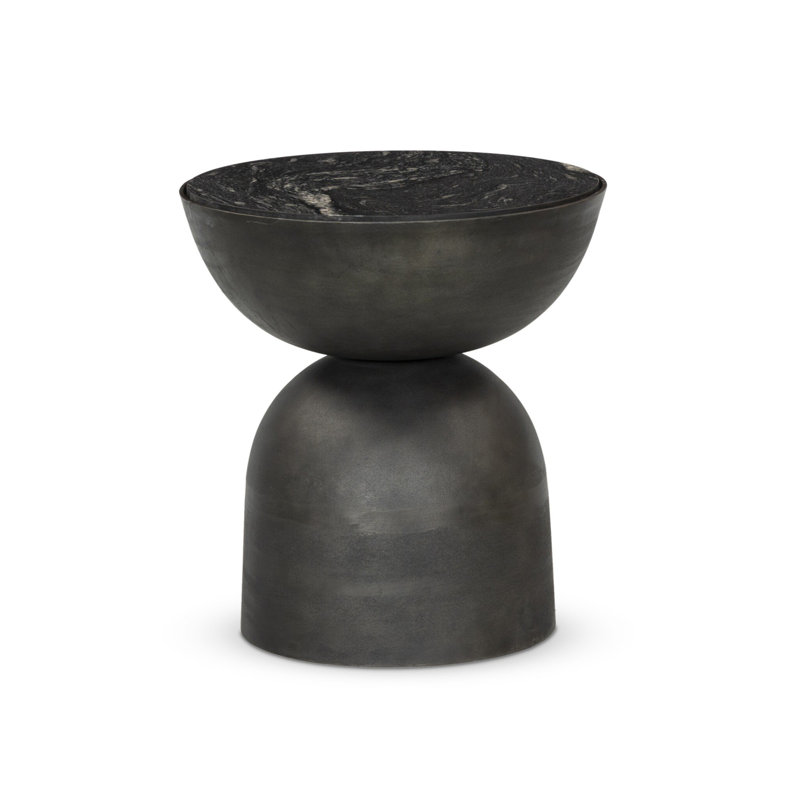 Table de bout Earlie Seraphine, Marbre noir, Gris martelé