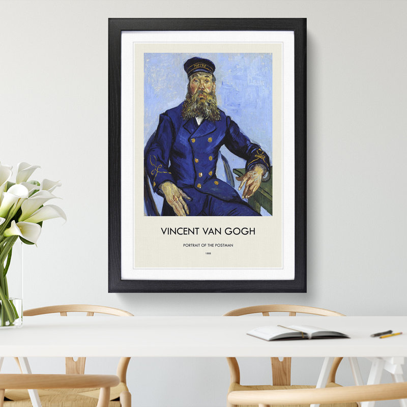 The Postman Joseph Roulin by Vincent Van Gogh - Picture Frame Painting, 36cm H x 27cm W x 2cm D, Black Framed