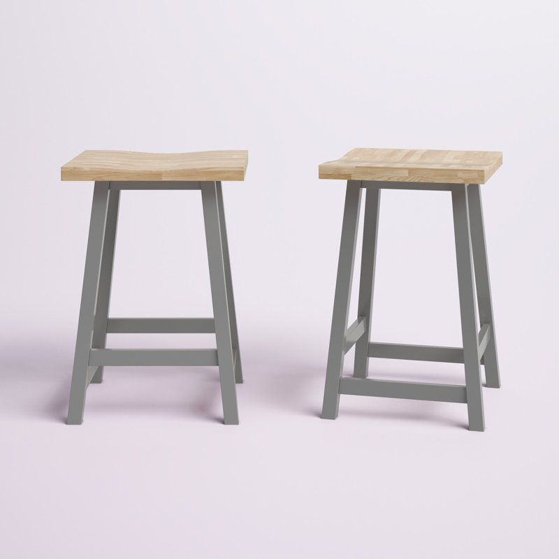 Spence Solid Wood Counter Stool, Pure Gray
