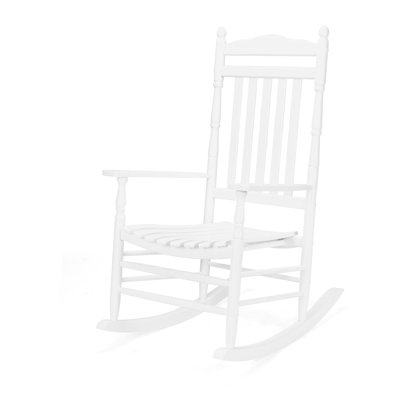 45 po Chaise berçante de patio en bois massif à dossier à lattes