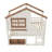 Twin SizeHouse Bunk Bed with Bookshelf, Safety Rails, Cabin Design, Kids Loft Bed, Space-Saving, Sturdy Pine Wood,Beige & Natural-858335602-858335605