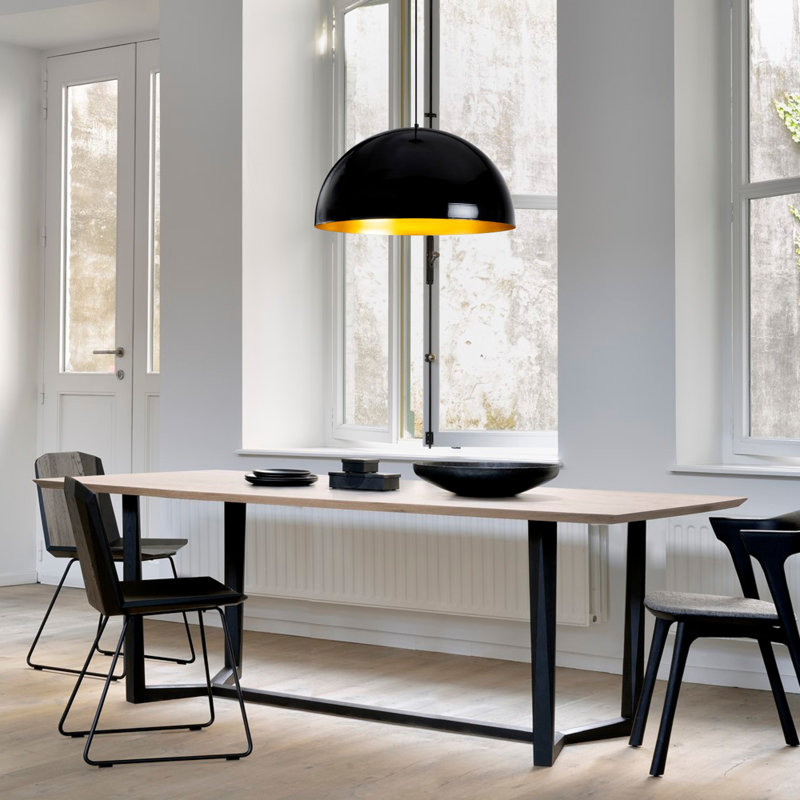 Lustre industriel scandinave, structure en métal noir, 23,6 po x 23,6 po | Hauteur: 49,6 pouces | Douille E27, 40 W maximum | Luminaire élégant pour la maison moderne, la salle à manger et les espaces de vie, design durable et élégant