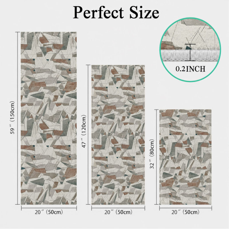 Abstract Geometric Non-Slip Washable Kitchen Mats