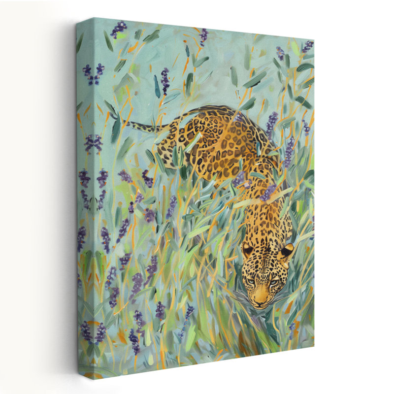 Art léopard et léopard dans la jungle, H 48 po x l 32 po