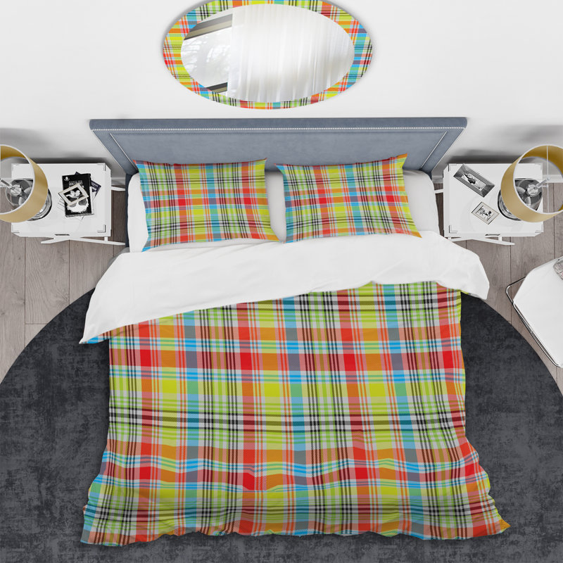 Ensemble de housse de couette en microfibre rouge / bleu / vert 3 pièces, Housse de couette simple + 1 taie décorative stan