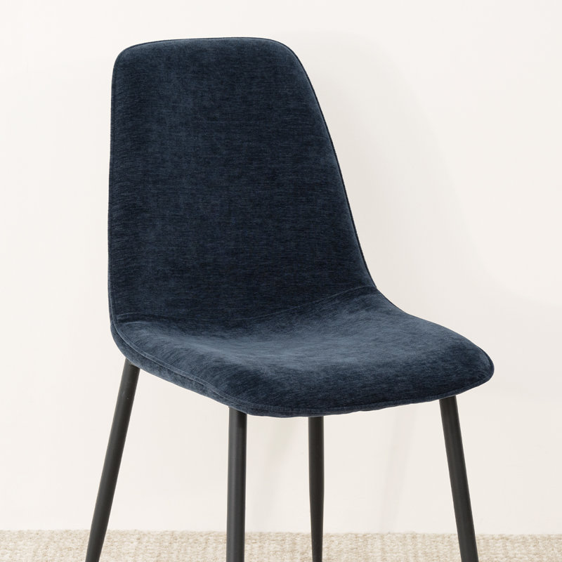 Ensemble de salle à manger rond 5 pièces avec chaises en chenille 39,5 po Folmar, Bleu très foncé