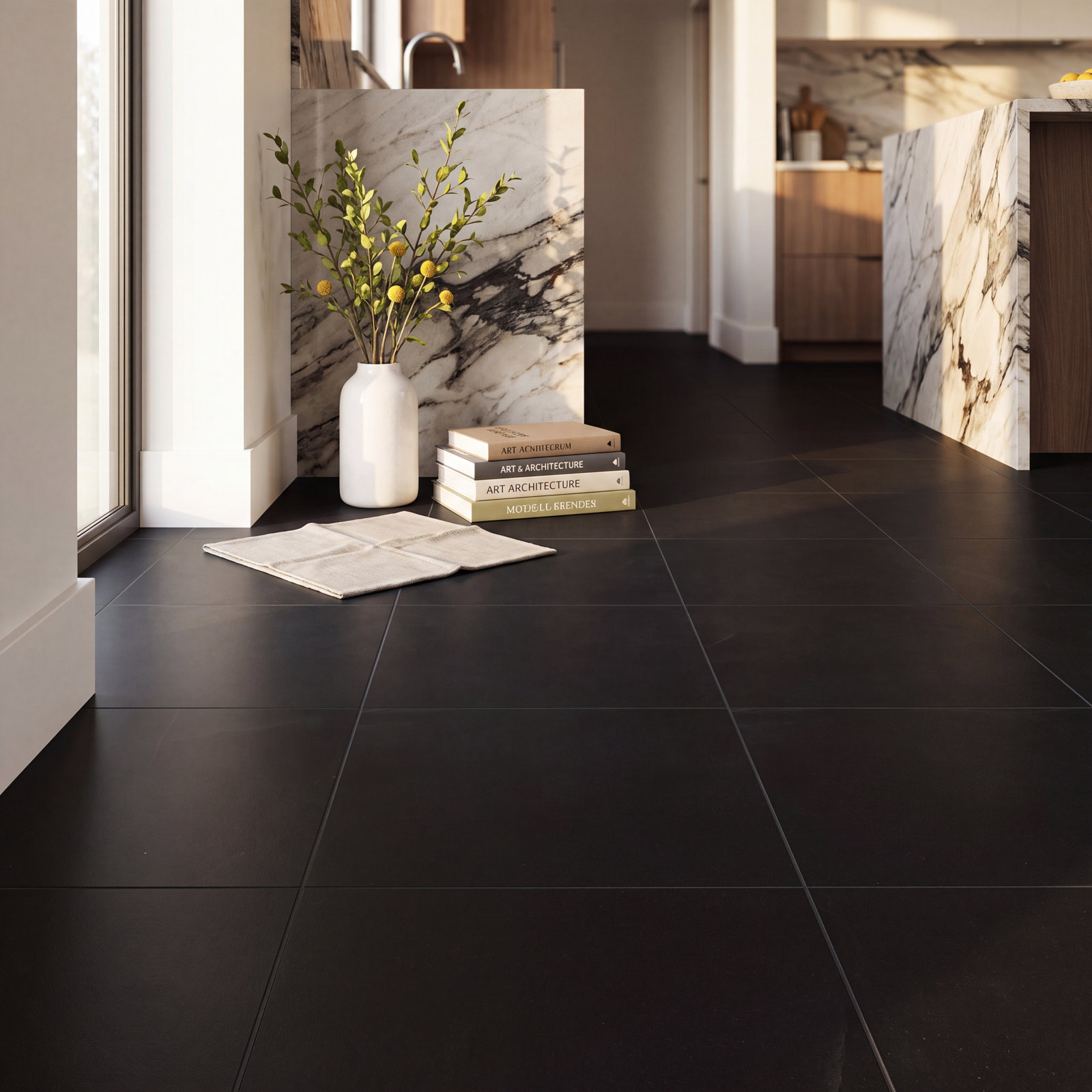 Palazza 12" x 24" Porcelain Marble Look Tile, Auralis Black