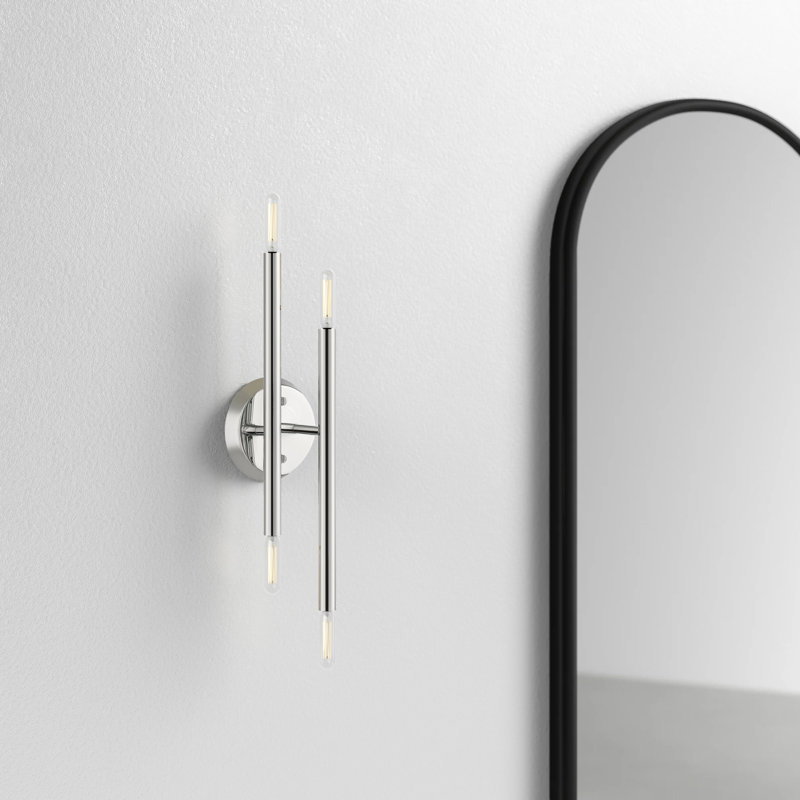Poco Steel Armed Sconce, Polished Chrome