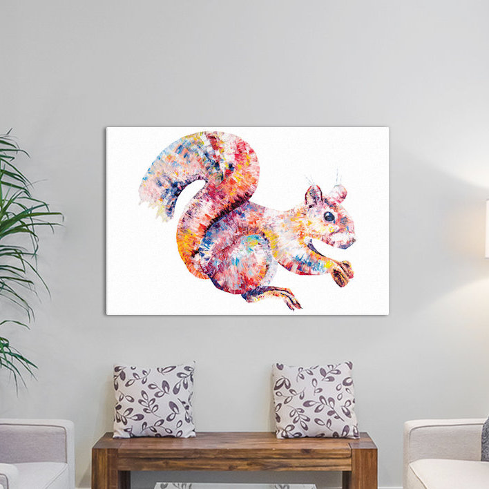 « écureuil », reproduction d’art sur toile tendue, H 18 po x l 26 po x P 1,5 po
